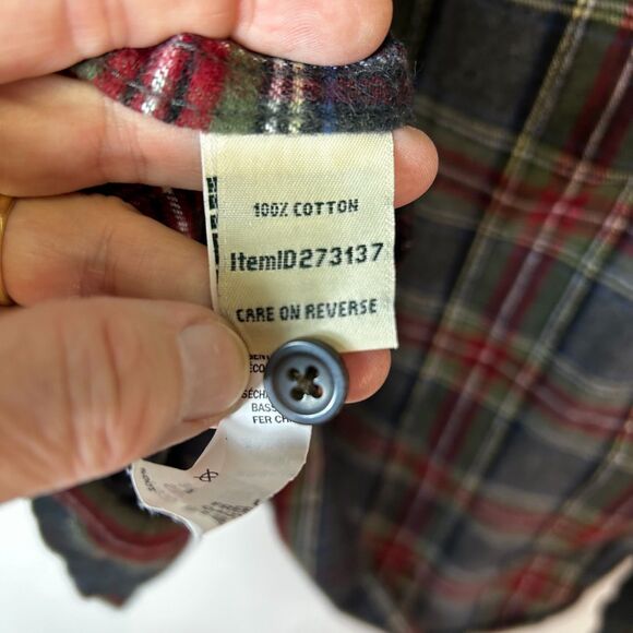 L.L. Bean Grey Stewart Tartan Plaid Relaxed Fit Flannel Shirt Size L - Picture 9 of 12